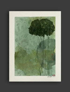 Sösta Sönksen, »blueht fliessend«, mixed media on watercolor paper