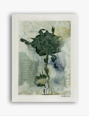 Sösta Sönksen, »schweigt laut«, mixed media on watercolor paper, 24 × 32 cm