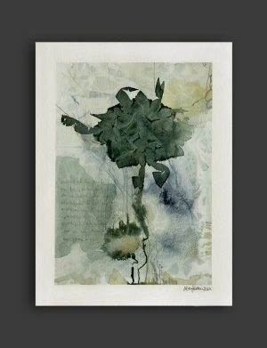 Sösta Sönksen, »schweigt laut«, mixed media on watercolor paper, 24 × 32 cm